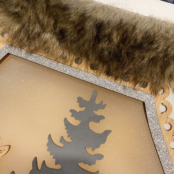 Rustic Christmas Wall Decor Wood Layers Lightbox Shaped Mitten - Picture 7 of 8